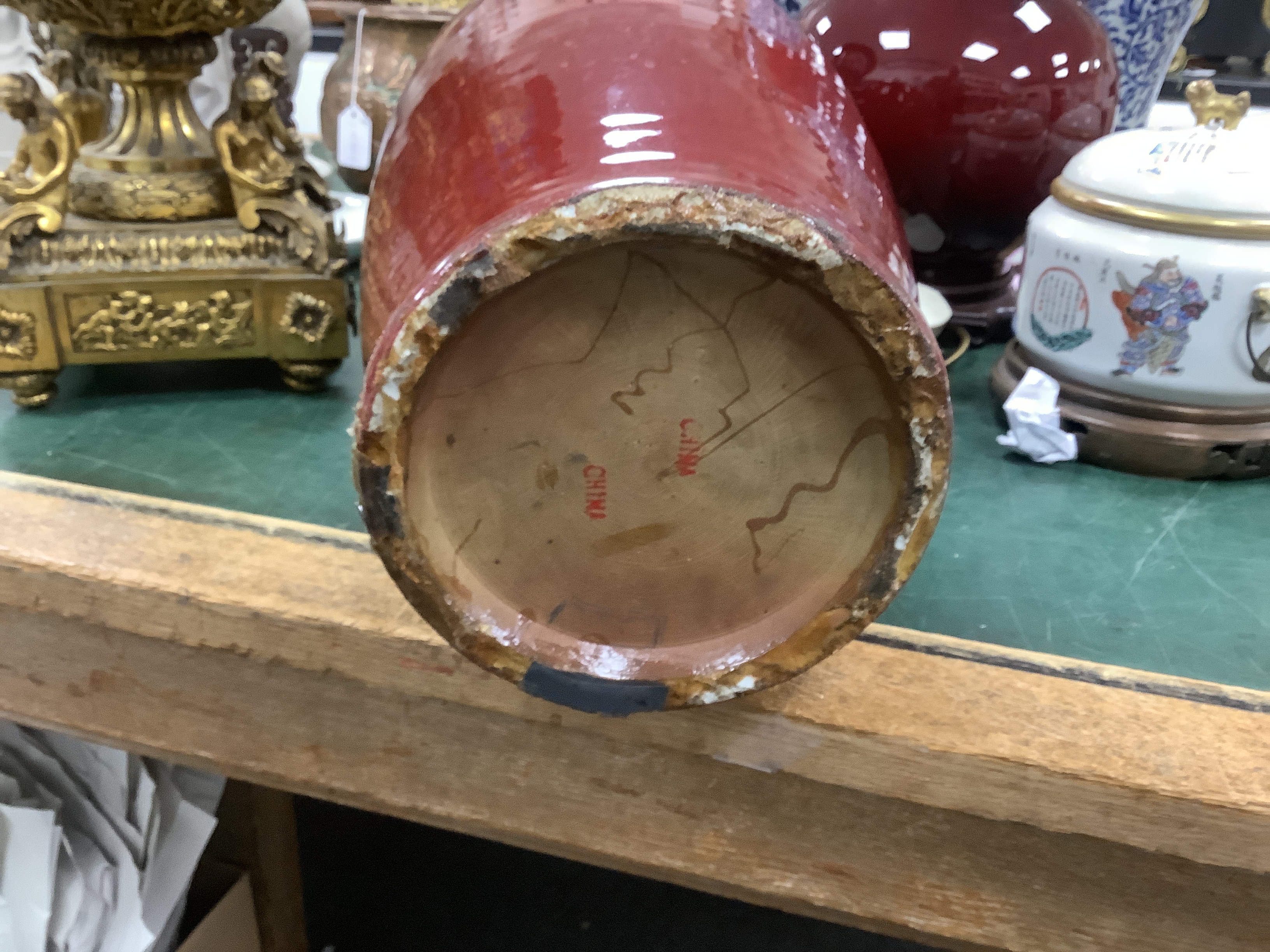 A large Chinese sang de boeuf glazed vase, early 20th century, small chip losses around the edge of the foot